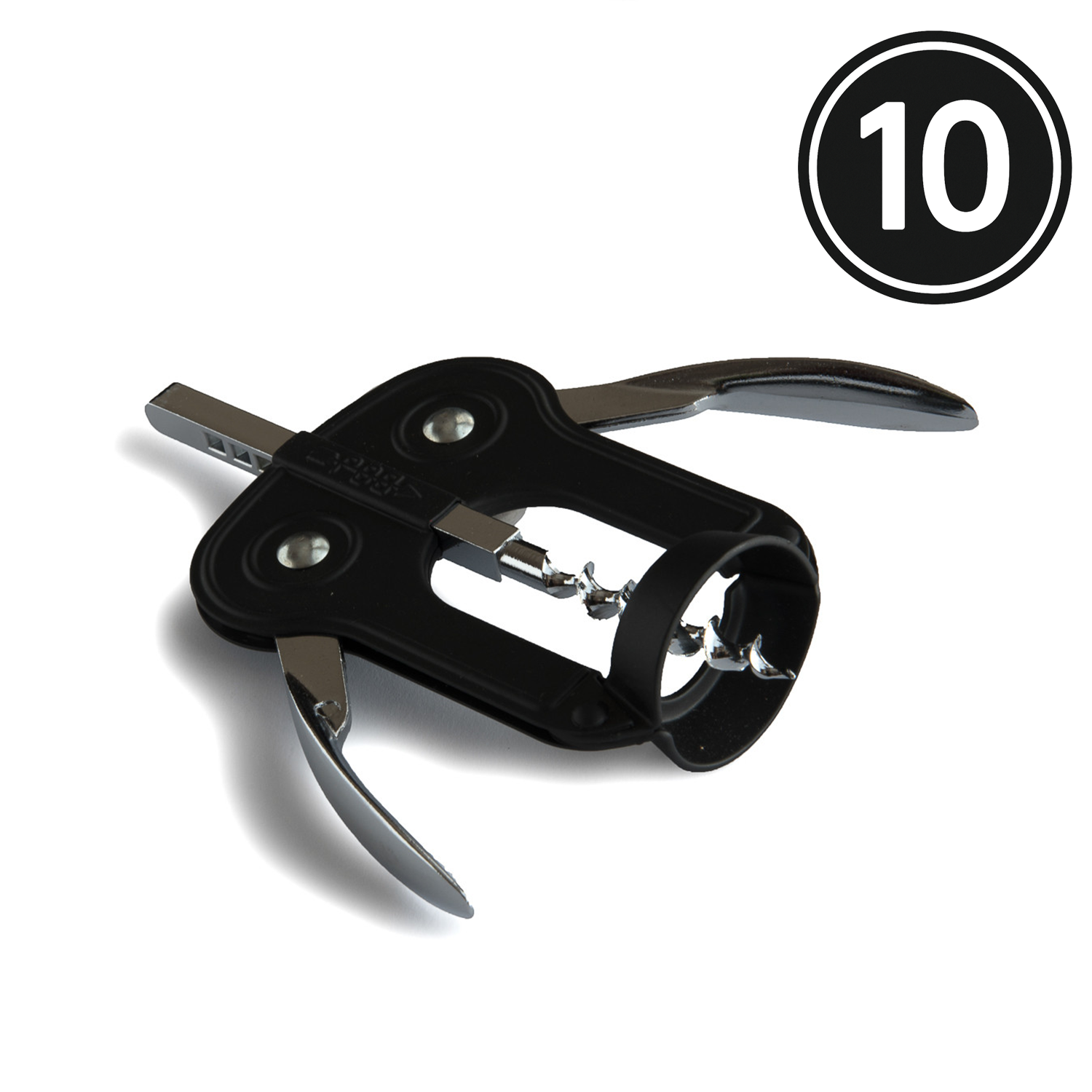 10 (Ten) BOJ "Owl Style" Double Lever Wing Corkscrew (Design Black)