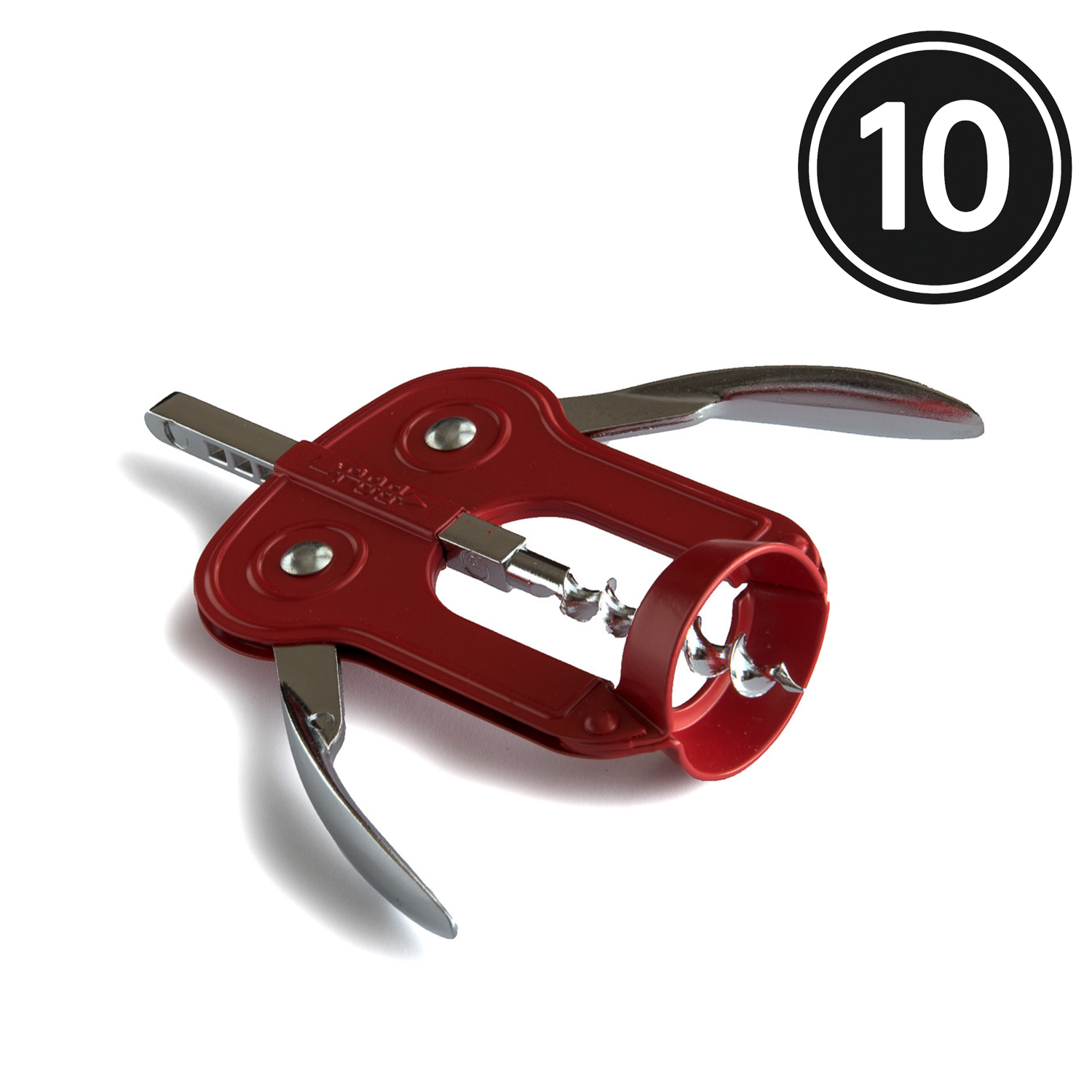 10 (Ten) BOJ "Owl Style" Double Lever Wing Corkscrew (Design Red)