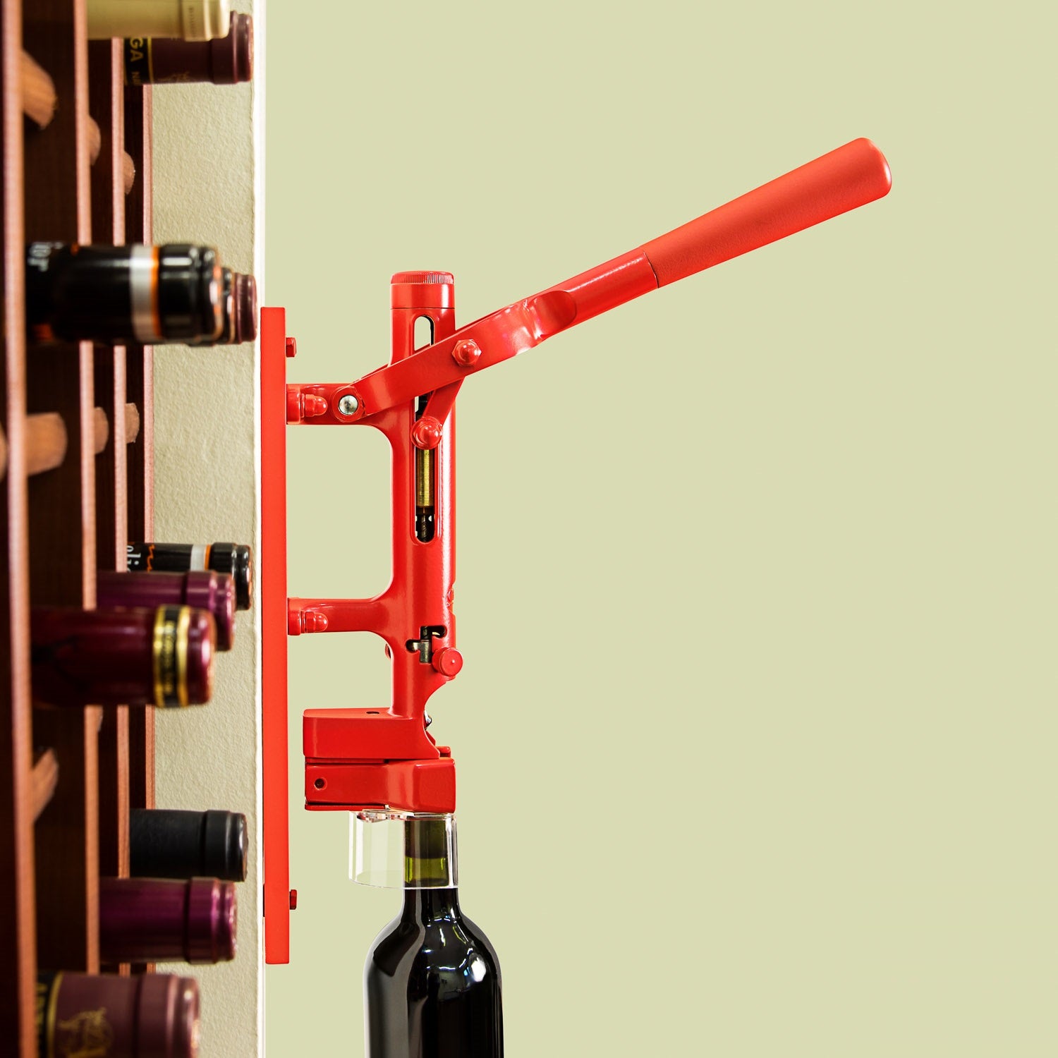 BOJ Professional Wine Opener Red SapeleBacked Wall Mounted Corkscrew 10450 wineopeners.shop