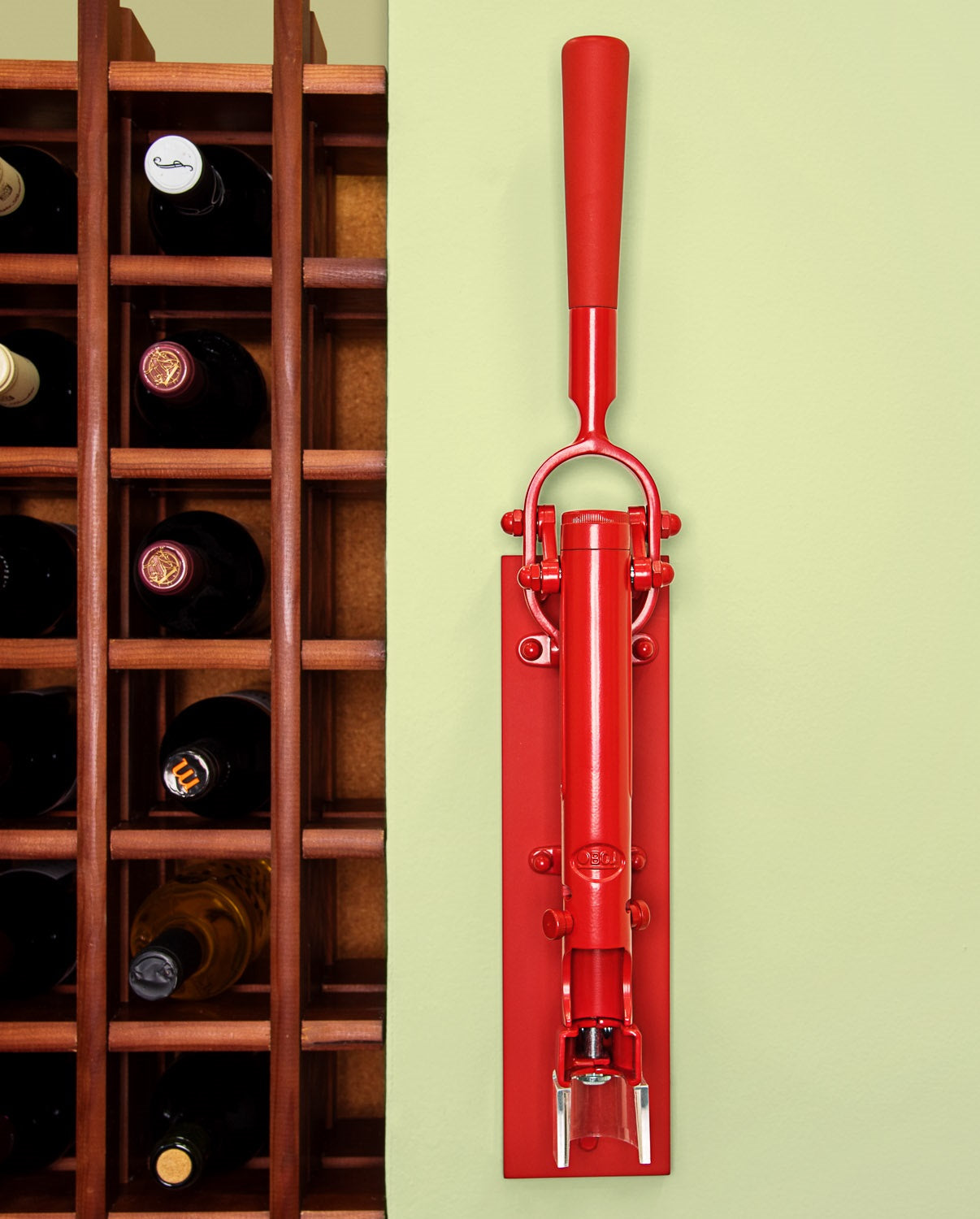 BOJ Professional Wine Opener Red SapeleBacked Wall Mounted Corkscrew 10450 wineopeners.shop
