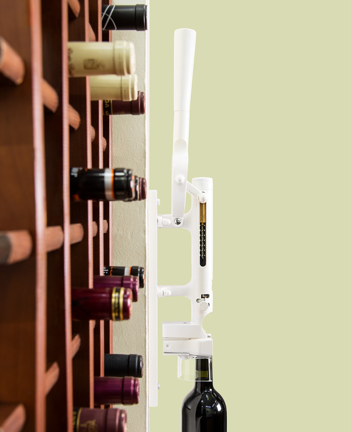 BOJ Professional Wine Opener White SapeleBacked Wall Mounted Corkscrew 10452 wineopeners.shop