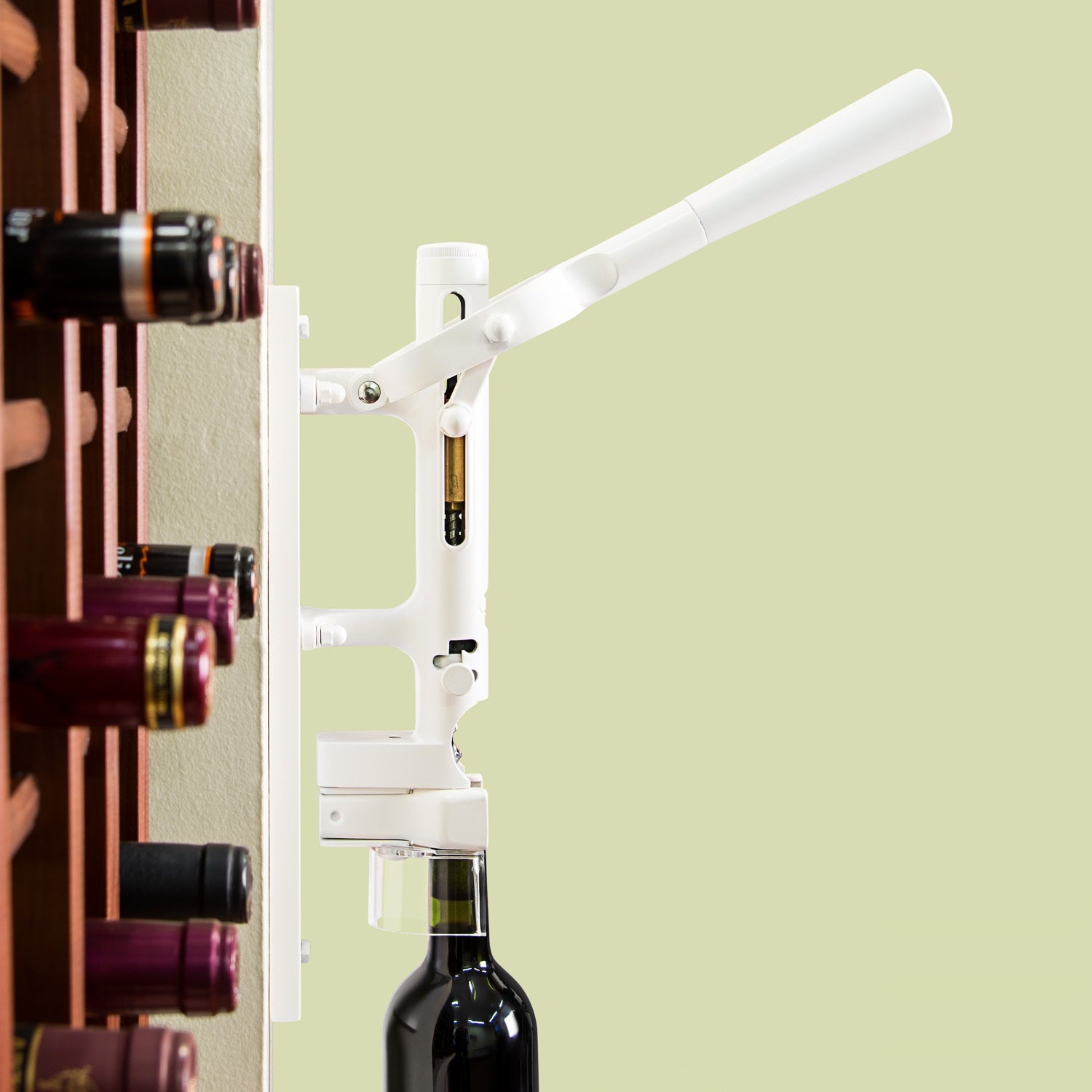 BOJ Professional Wine Opener White SapeleBacked Wall Mounted Corkscrew 10452 wineopeners.shop