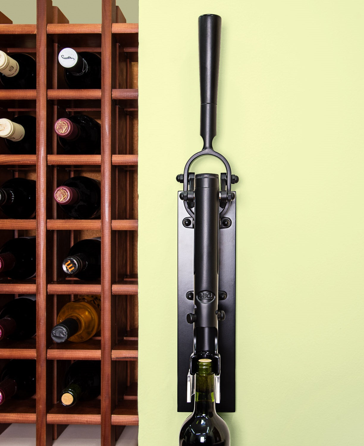 BOJ Professional Wine Opener Black SapeleBacked Wall Mounted Corkscrew 10455 wineopeners.shop