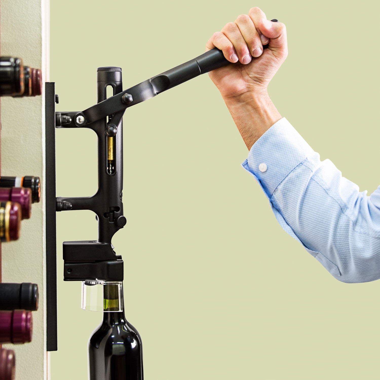 BOJ Professional Wine Opener Black SapeleBacked Wall Mounted Corkscrew 10455 wineopeners.shop