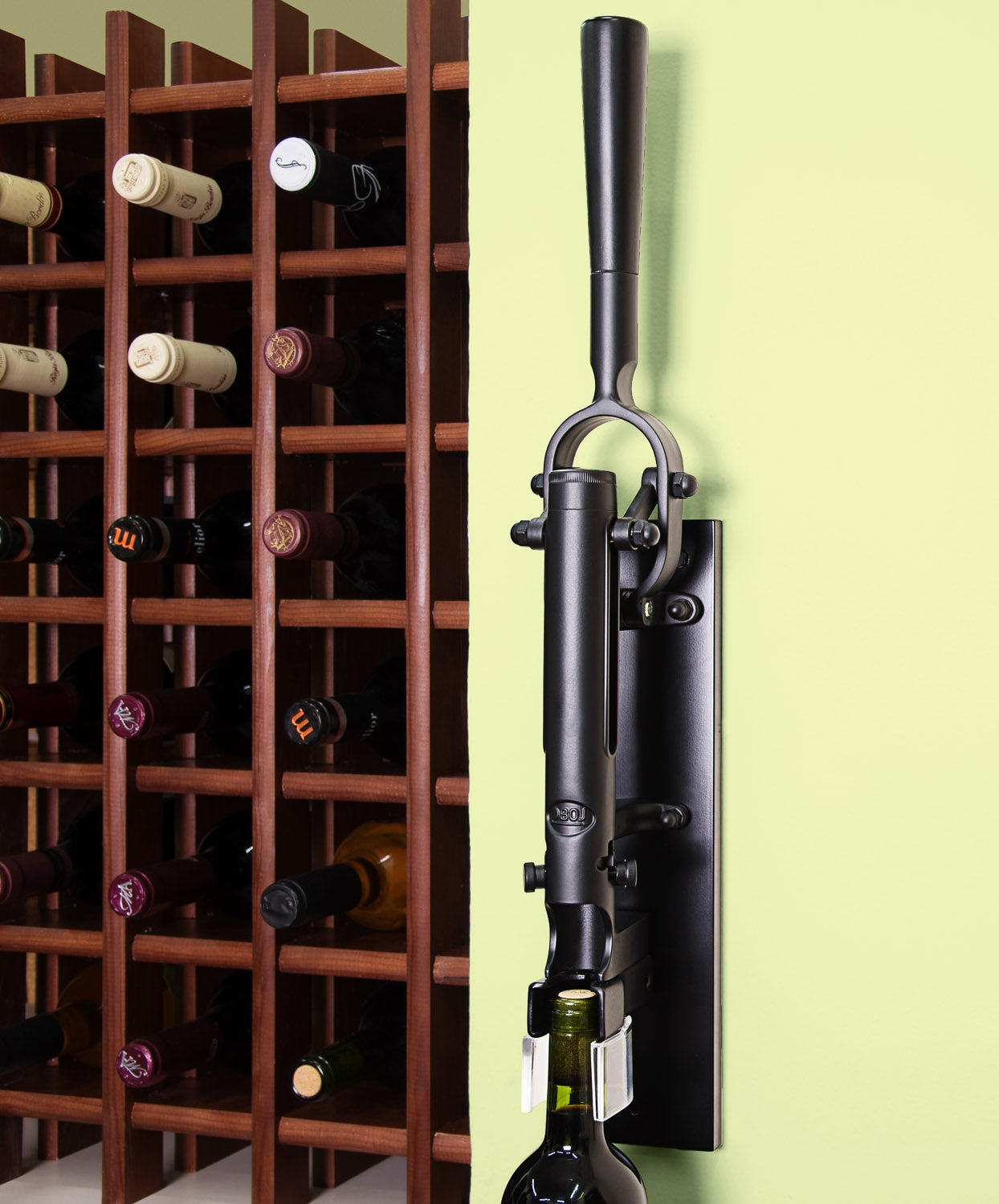 BOJ Professional Wine Opener Black SapeleBacked Wall Mounted Corkscrew 10455 wineopeners.shop