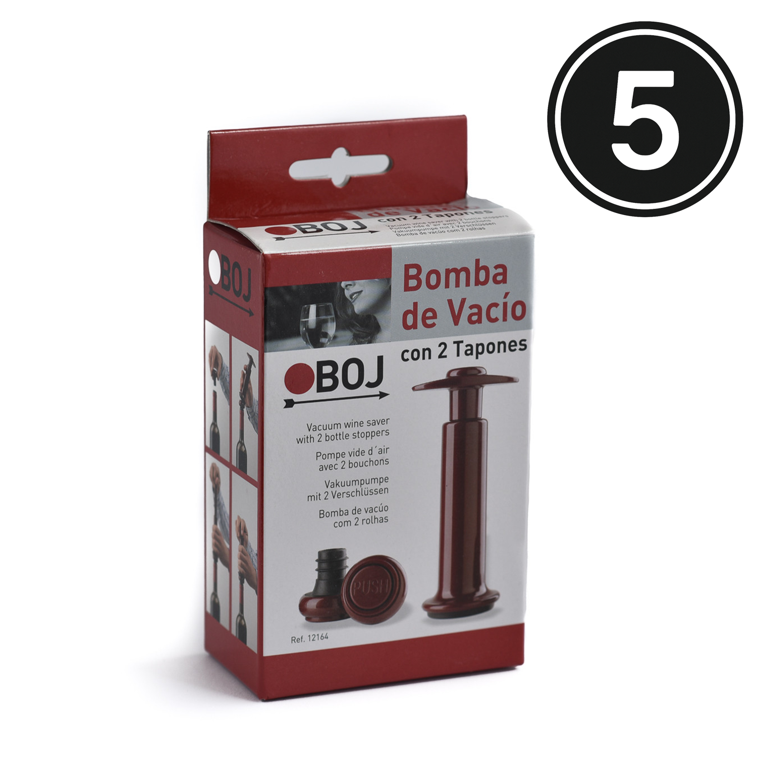 5 (Five) BOJ Wine Saver Vacuum Wine Pump with 2 Stoppers