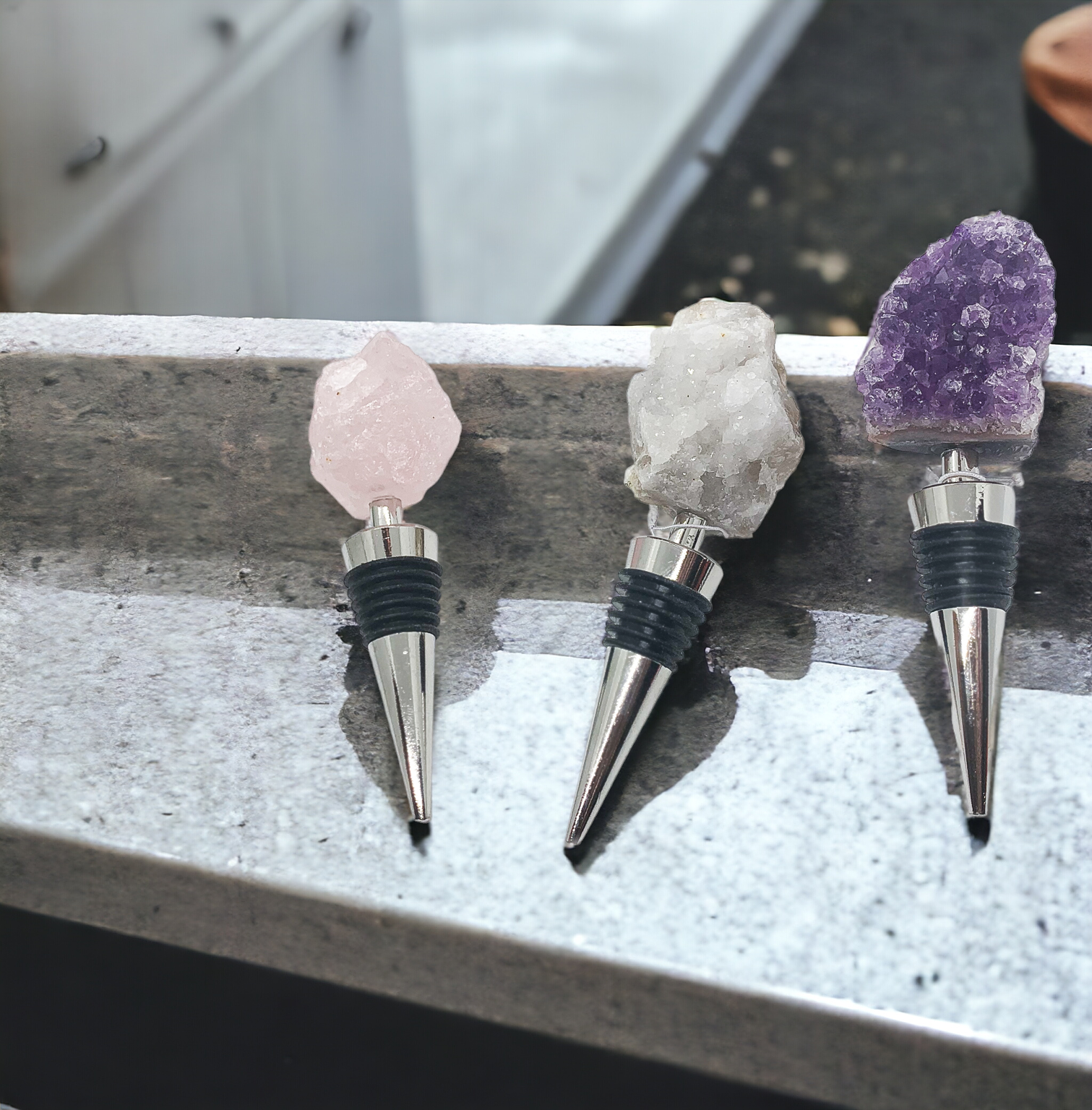 Natural Stone Wine Bottle Stoppers Set Decorative Bougie Bottle Stopper Gifts For Wine Lovers