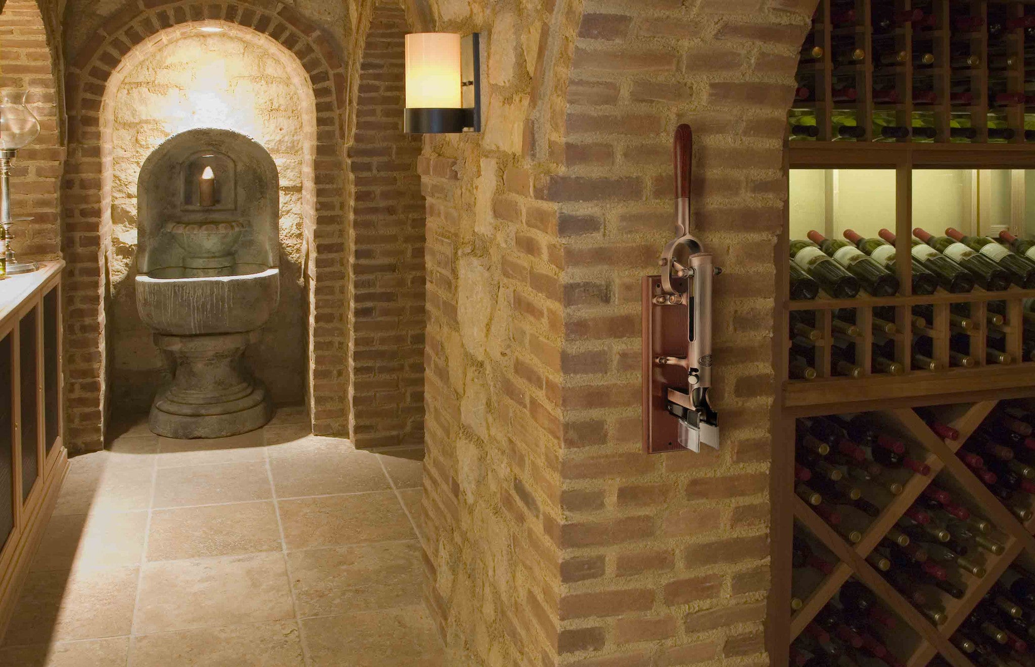 BOJ Professional Wine Opener Old Copper SapeleBacked Wall Mounted Corkscrew 09927 wineopeners.shop