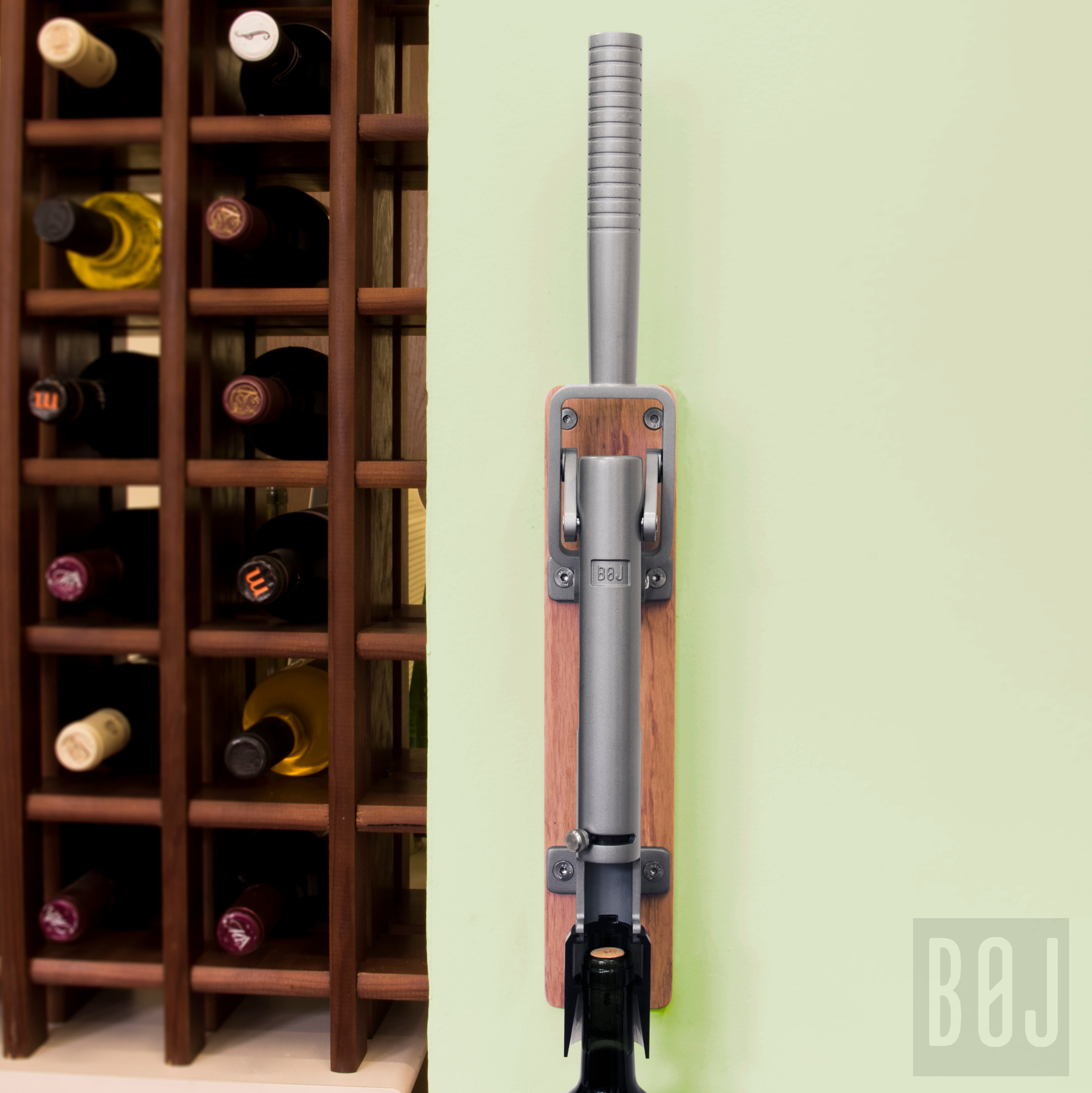 BOJ Professional Wine Opener Natural Color OakBacked Wall Mounted Corkscrew Model 110 10465 wineopeners.shop