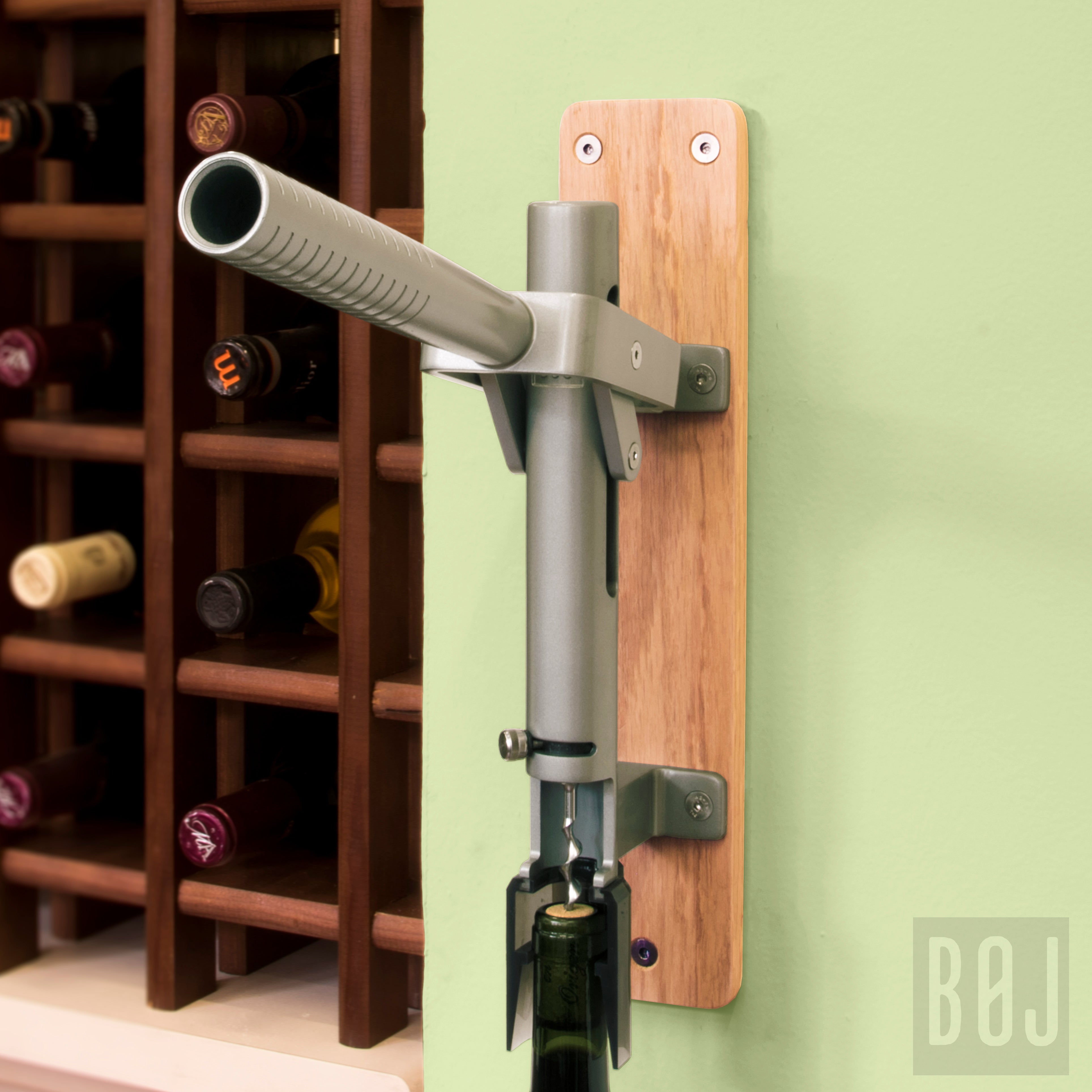 BOJ Professional Wine Opener Natural Color OakBacked Wall Mounted Corkscrew Model 110 10465 wineopeners.shop