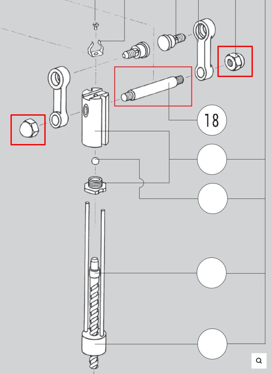 Bar Spindle Pin and Two End Caps for BOJ Mounted Corkscrews